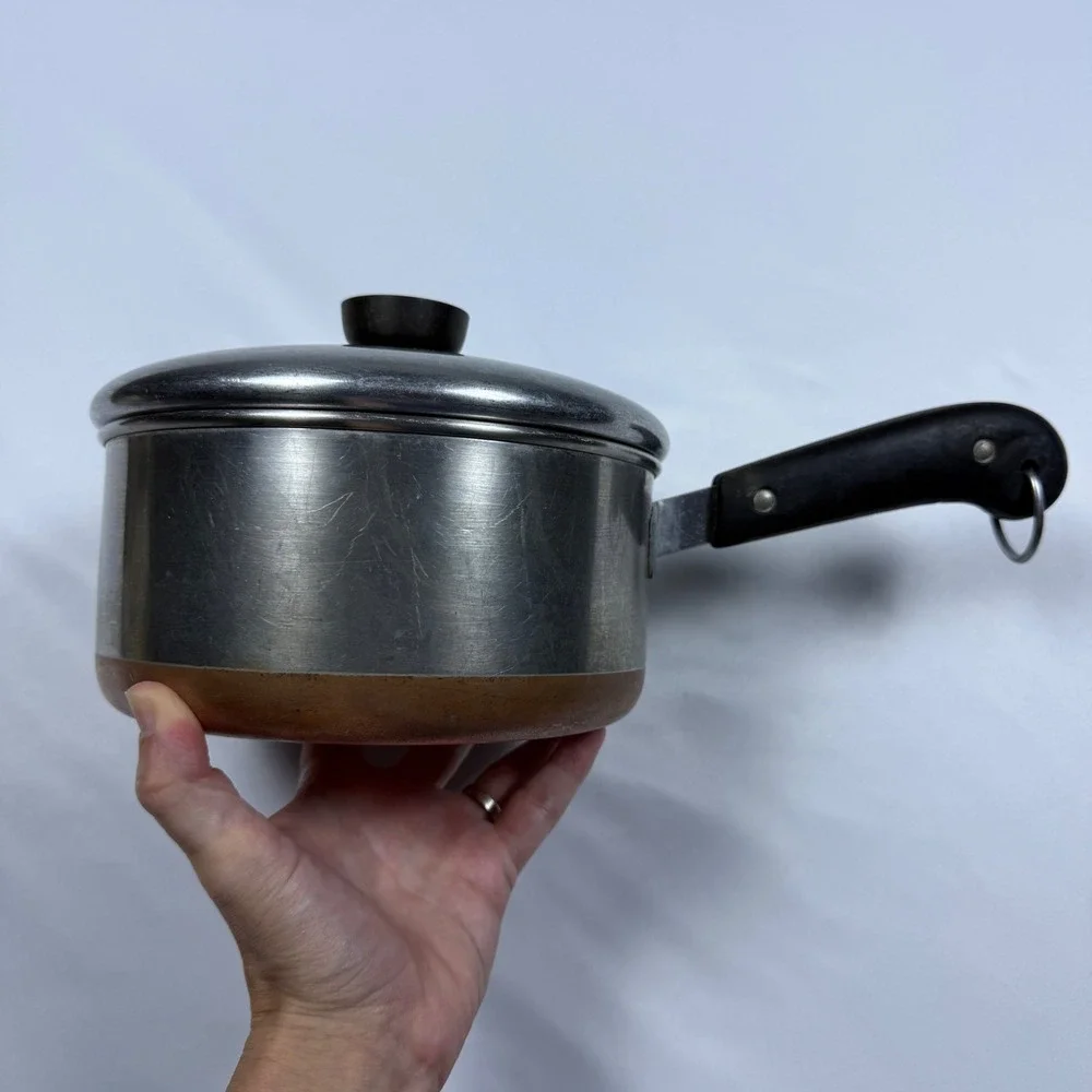 Vintage Revere Ware Copper Bottom 2 Qt Saucepan Pot w/ Lid 7.25